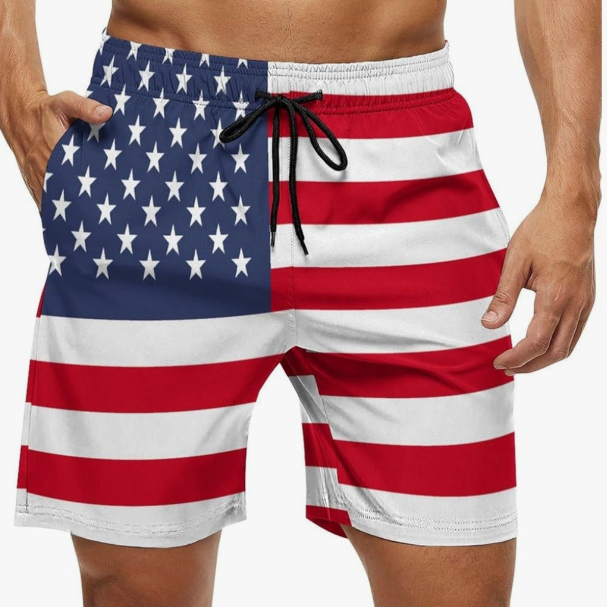 American Flag 3D Printed Drawstring Shorts