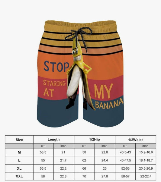 Stop Staring at My Banana – Funny 3D Printed Men’s Shorts
