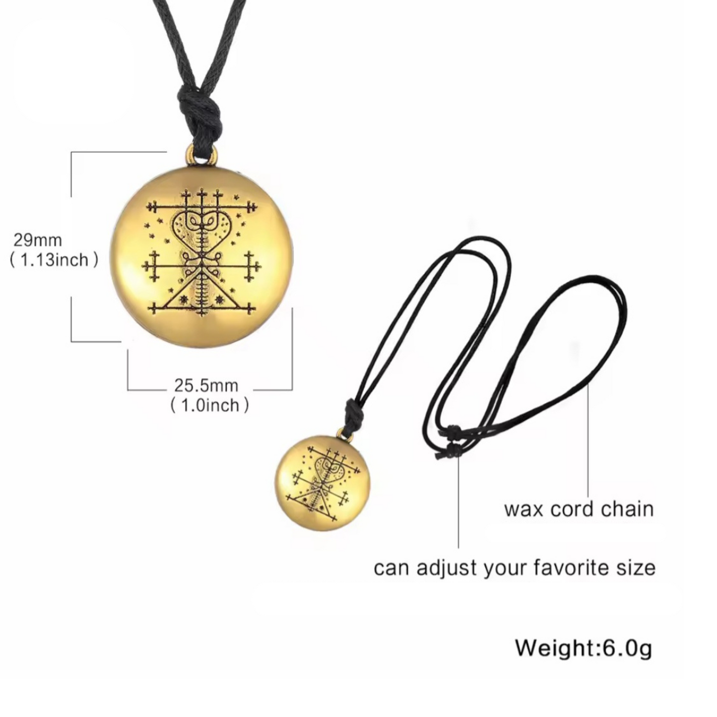 Gold Mama Brigitte Pendant Necklace Black Corded