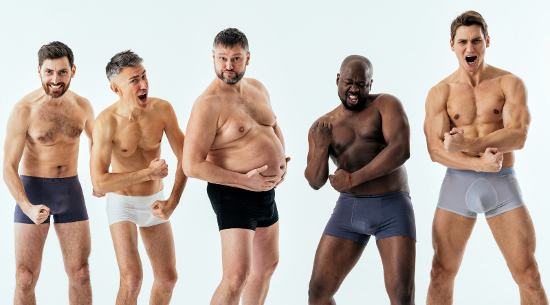 Group of men in boxers 