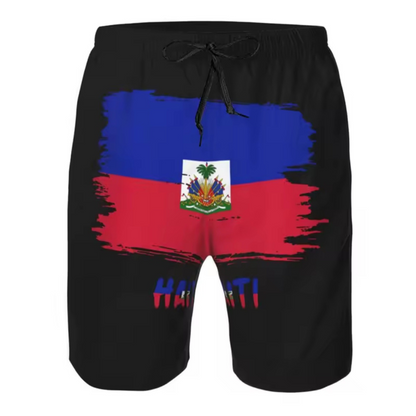 3D Print Haiti Flag Black Men's Shorts