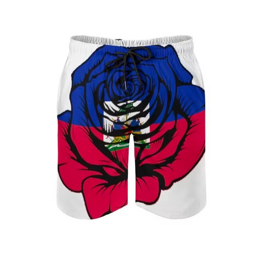 Haitian Flag Rose Beach Shorts