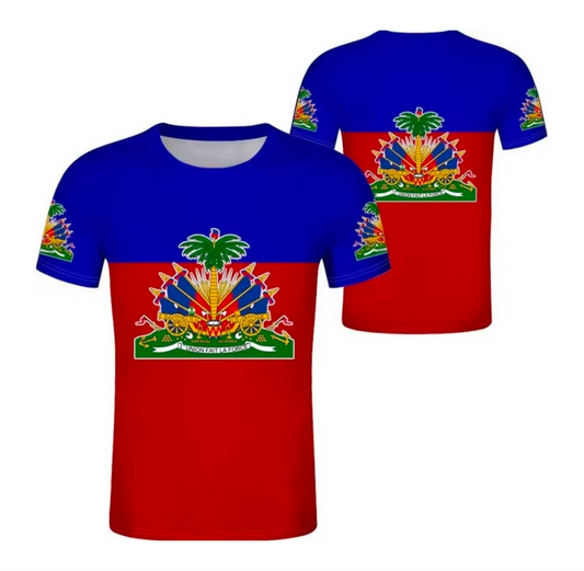 Haiti Flag National Emblem 3D Soccer T-Shirt