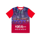 T-shirt with a graphic design featuring a group of people and text on a white background