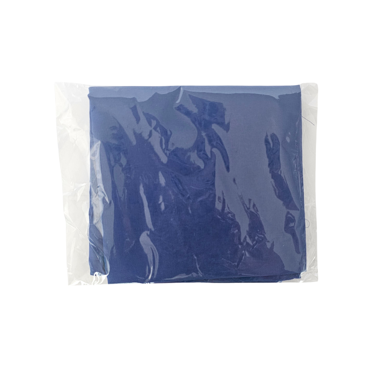 Blue fabric Spiritual Mouchwa in a clear plastic bag on a white background