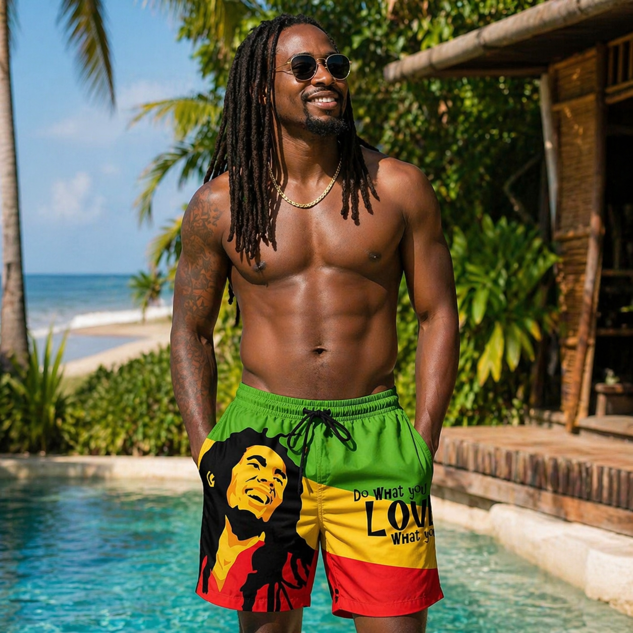 Bob Marley Rasta 3D Printed Shorts