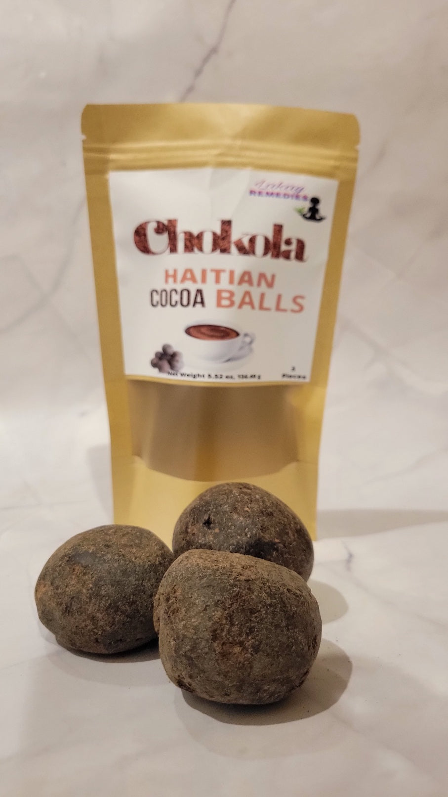 Haitian Cocoa Balls / Chocolate Balls 100% Raw Natural - 3 Chokola Balls