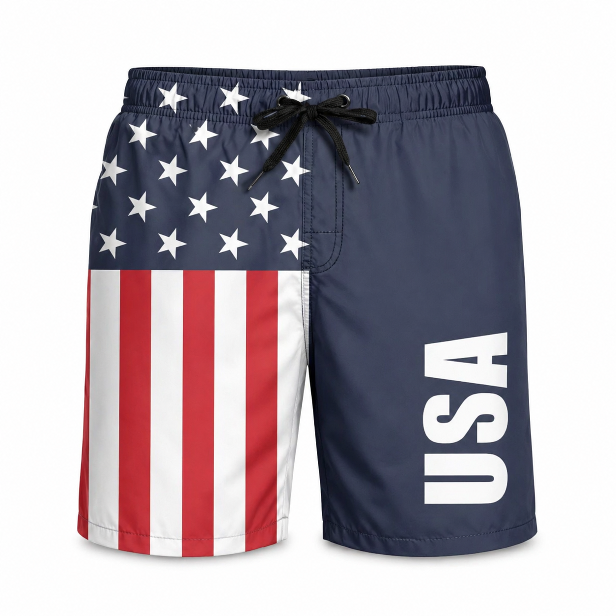 American Flag & USA Letters 3D Printed Drawstring Shorts