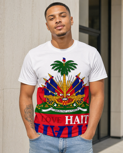 I Love Haiti 3D Emblem Men's Tee – L’Union Fait La Force