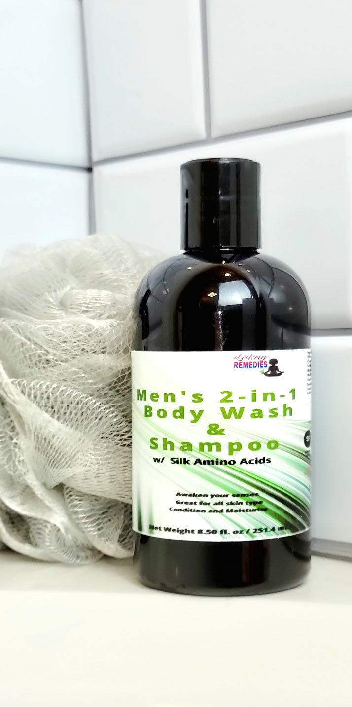 Men 2-in-1 Body Wash & Shampoo w/ Silk Amino Acid