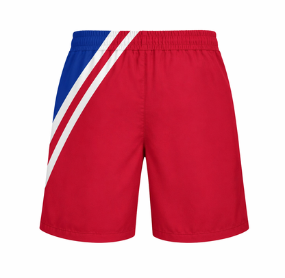Red shorts with a blue and white diagonal stripe on a white background Gent's