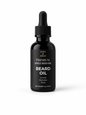 Black beard oil bottle with dropper on a white background