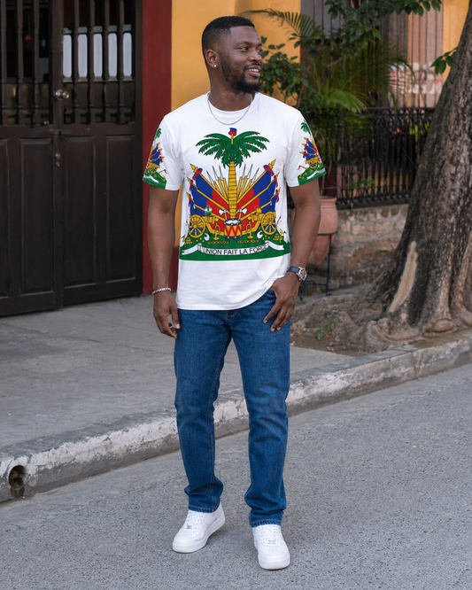 Haitian Coat of Arms 3D All-Over Print Tee – L’Union Fait La Force