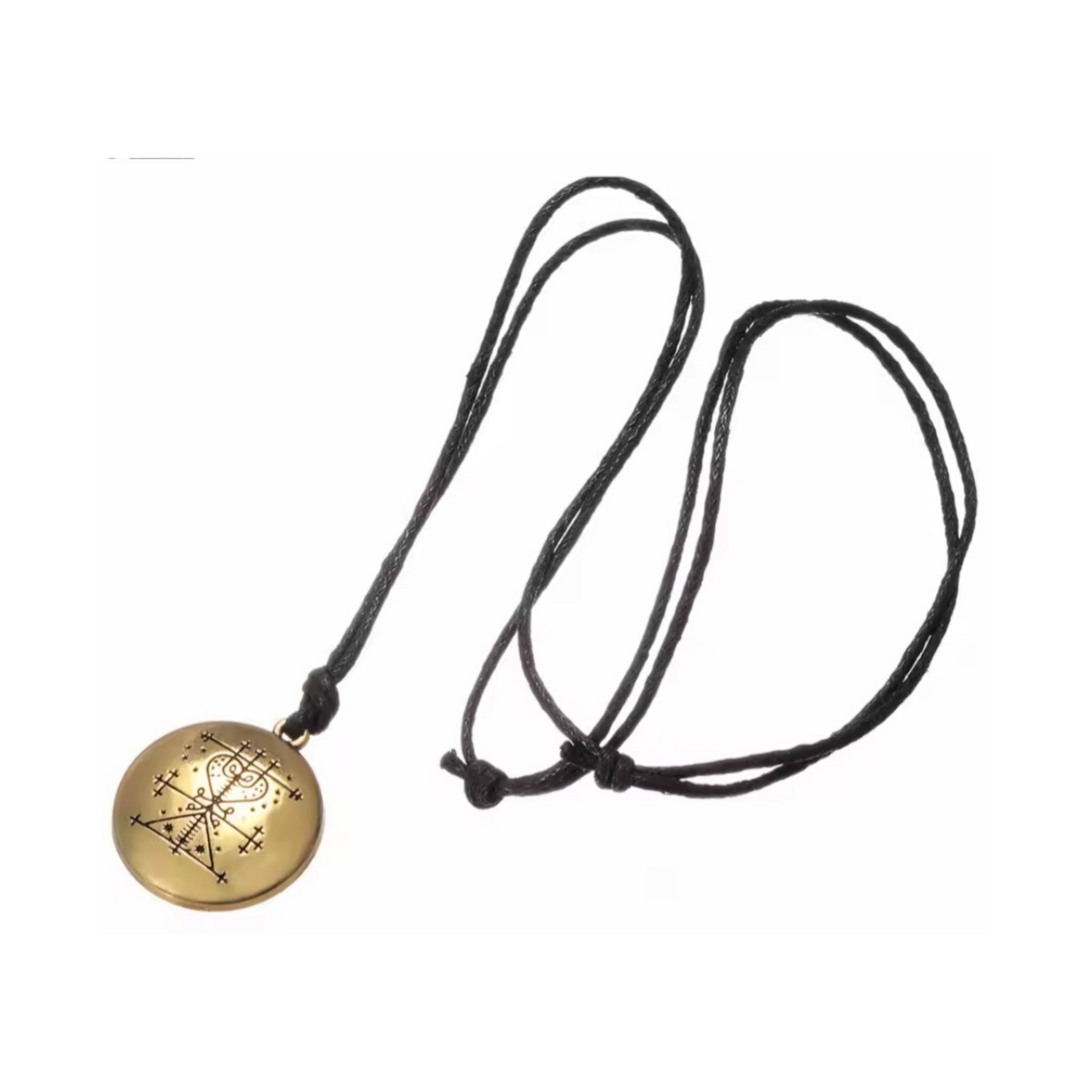 Gold Mama Brigitte Pendant Black Corded Necklace 