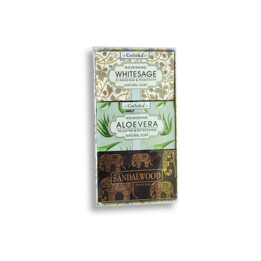 Nourishing Natural Soap Pack, White Sage, Aloe Vera, and Sandalwood 